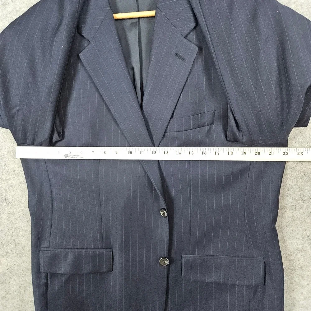 Chaps Ralph Lauren Men's Navy Blue Pinstripe Wool/Cashmere Blazer Size 44R FLAWS